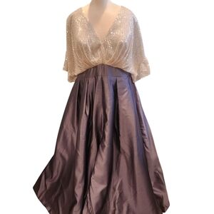 Chic Sequin Cream and Grey Long Sleeve Dress